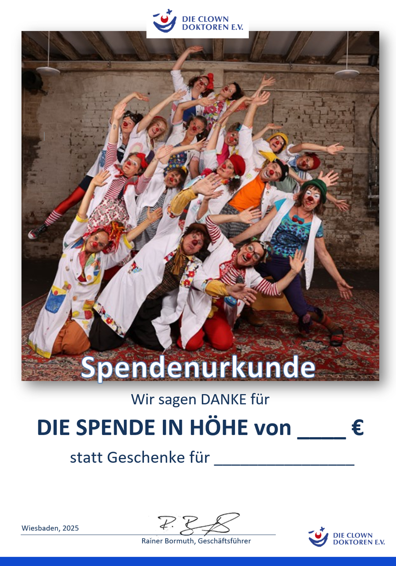 Clowndoktoren Spendenurkunde